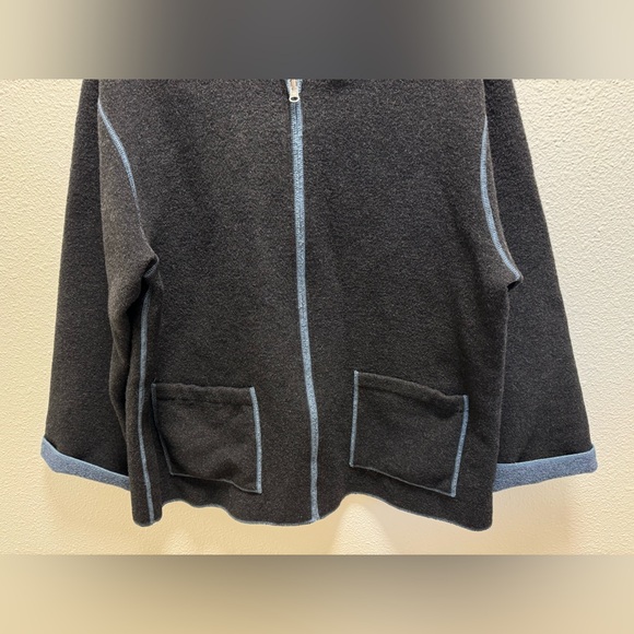 Cabi Wool Zip Hooded Jacket Sweater Pockets Thick Charcoal Gray Women's Large - Picture 4 of 8